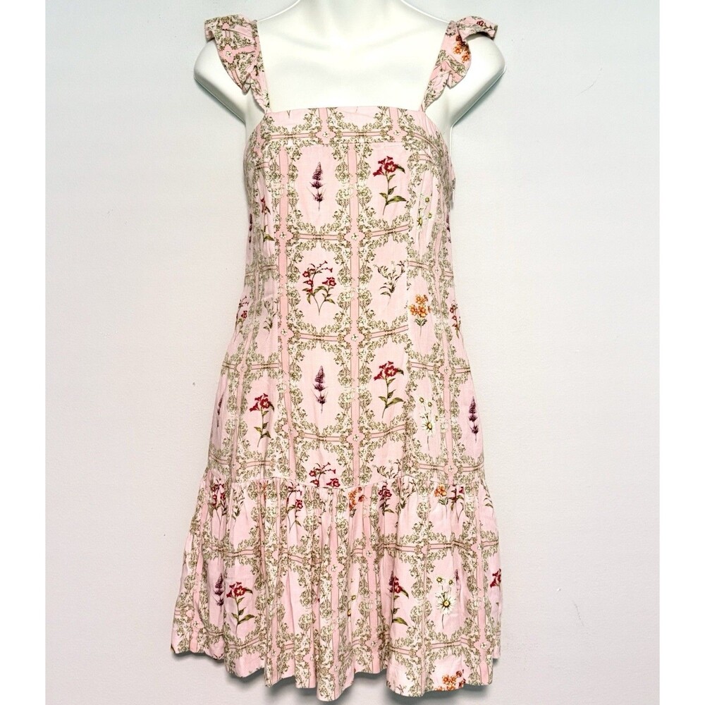 Agua Bendita Target Mini Dress Sz XS Pink Dainty Floral Flutter Sleeve Romantic